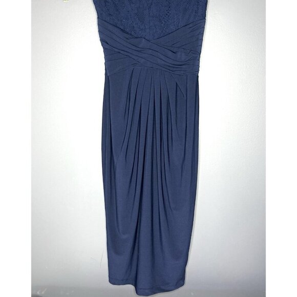 ASOS Lace Bodice The Perfect Wedding Guest Dress Women’s 2 Midi Navy Blue Prom - Picture 4 of 15